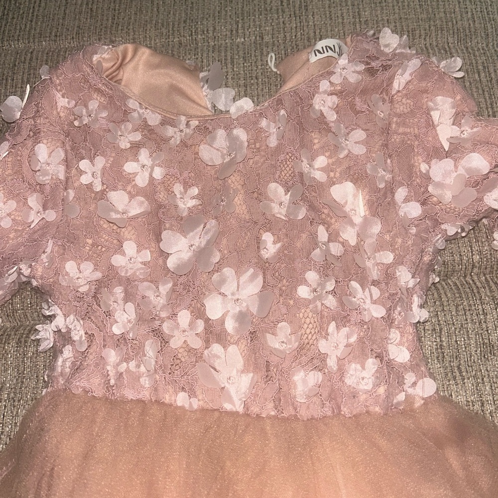 Elegant Pink Floral Kids Dress - Picture 3 of 7